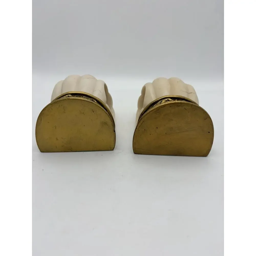 Faux Marble And Brass. Resin Composite. 1960 - 1970. Wall Pocket Sconces.